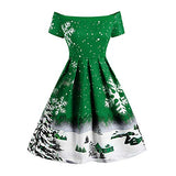 Women's Dress,  Christmas Snowflake Print Retro Dress One-Shoulder Short Sleeve A-line Skirt Dress | Original Brand