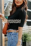 LIYOHON Womens Tops Dressy Casual Fall Cute Tops Mock Turtleneck Business White T Shirts Black-M | Women's Casual Dresses