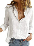 Women V Neck Roll up Sleeve Button Down Blouses Top | Women's Tops and Blouses