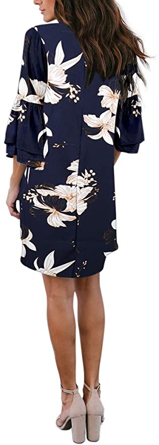 White Women's Dress Sweet & Cute V-Neck Bell Sleeve Shift Dress Mini Dress - BELONGSCI | Women's Casual Dresses