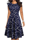 Women's V Neck Printed Long Sleeve Unique Cross Wrap Casual Flared Midi Dress