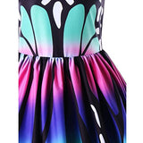 Womens Butterfly Printing Sleeveless Party Dress Vintage Rockabilly Lace Dress Pleated Skirt Cosplay Costume Plus Size(S-5XL)