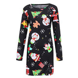 Christmas Dresses Autumn Winter Women Long Sleeve O-Neck Lovely Christmas Element Print Daily Dress Xmas Dress | Original Brand | Women's Work Dresses