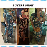 Women's Summer Short Sleeve V-Neck Floral Casual Maxi Long Dress Beach Boho Style