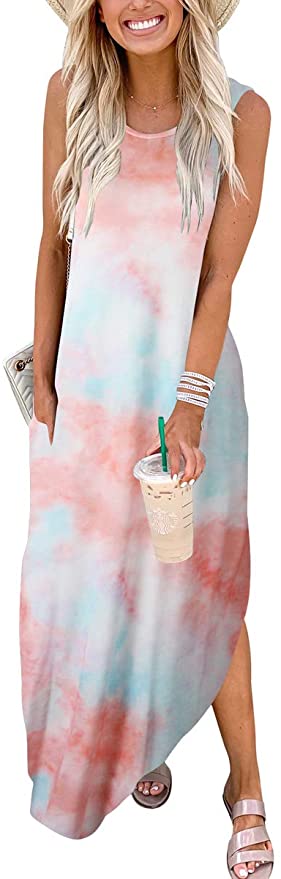 Tie Dye6 Women's Casual Loose Long Sleeveless Sundress with Pockets - ANRABESS | Women's Casual Dresses