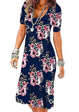 Women's Summer Casual Tshirt Dresses Short Sleeve Boho Beach Dress Loose Fitted Floral Midi Dress | Original Brand