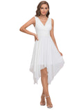 Women Double V Neck Ruched Waist A Line Cocktail Party Dress  - Sara Clothes