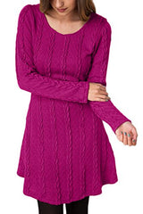 YMING Women's jumper dress, A-line knitted dresses, long sleeve winter dress. - Red - Small | Women's Casual Dresses