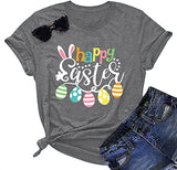 Happy Easter Shirts for Women Easter Bunny T-Shirt Rabbit Graphic Tees Easter Egg Holiday Shirt Tops | Original Brand | Women's Tops and Blouses