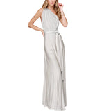 Light Gray Women Transformer Convertible Bridesmaid Maxi Dress Multi-Way Wrap Evening Dress Formal Wedding Party Long Dresses - OwlFay | Women's Formal Dresses