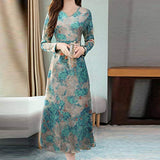 Women Dresses Promotion Sale Women Fashion Lady Knee Length Lapel Long Sleeve Printing Dress Plus Size Dress Party Dress Vintage Dress UK Size S - XXXXL | Original Brand | Women's Cocktail Dresses