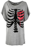 Womens Halloween Skeleton Heart Batwing T-Shirt | Original Brand