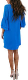Blue Women's Dress Sweet & Cute V-Neck Bell Sleeve Shift Dress Mini Dress - BELONGSCI | Women's Casual Dresses
