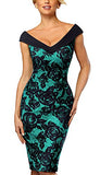 Women's Elegant V Neck Sleeveless Vintage Rose Floral Cocktail Dress B425