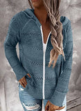 Biucly Womens Solid Color Lightweight Knit Sweater Casual Long Sleeve Zip Up Hoodie Jacket Drawstring Hooded Sweatshirt Tops Fall Fashion Clothes for Women 2022,US 18-20(2XL),Deep Blue | Women's Sweaters