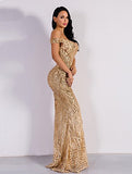 Women's Off Shoulder Sequined Evening Party Maxi Dress for Prom | Women's Club Dresses