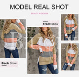 Biucly Womens Stripes Color Block Knit Sweater Zip Up Hoodies Long Sleeve Lightweight Drawstring Jacket Pullover Sweatshirts Sweaters Fall Winter 2022,US 18-20(2XL),Multicolor | Women's Sweaters