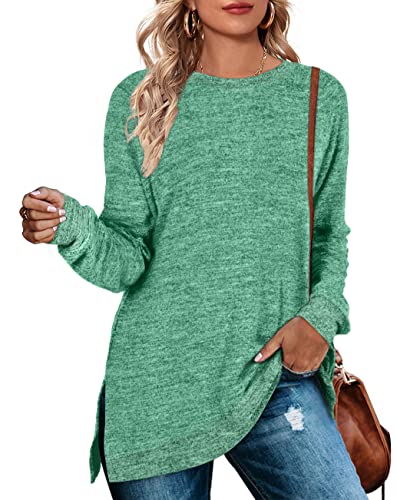 WEESO Women's Long Sleeve Sweatshirts Color Block Crewneck Sweaters Tunic Tops