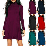 Womens Ladies Franki Flared Skater Dress Turtle Neck Polo High Mini Dress | Women's Casual Dresses