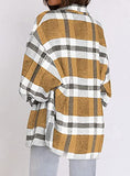 Women's Flannel Plaid Shirts Long Sleeve Button Down Chest Pocketed Shirt Blouses Tops Shacket 6017 Yellow XX-Large | Women's Casual Dresses