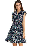 Women's Flutter Sleeve Ruffle A-Line Flowy Chiffon Dress | Original Brand