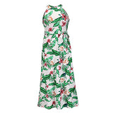 Ladies Summer High Waist O-Neck Bohemian Retro Printed Belt Beach Dress UK Size Party Dress | Women's Work Dresses
