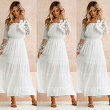 Women Dresses Party Lace Dress Holiday Strapless Short Sleeve Dress Off-Shoulder Spring Summer Dresses Maxi Dresses Casual Long Dresses | Original Brand | Women's Work Dresses