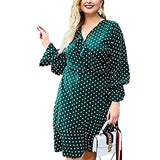 Maxi Dress Long Sleeve Plus Size Women Autumn Sexy V Neck Polka Dots Vintage Dresses Women Dresses | Women's Work Dresses