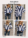 Womens Jumpers V-Neck Color Block Knit Sweater Loose Knitted Jumper Sweaters Long Sleeve Tops | Original Brand