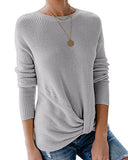 Breampot Women Cable Knit Jumper Casual Basic Long Sleeve Pullover Sweater Tops(Y-Grey,Medium) | Women's Sweaters