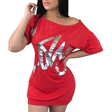 Fashion Dresses for Women New Short Sleeve Round Neck Letter Printed Sexy Ladies Casual Daily Dress | Original Brand | Women's Work Dresses