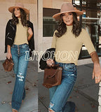 LIYOHON Womens Tops Dressy Casual Fall Cute Tops Mock Turtleneck Business White T Shirts Apricot-M | Women's Casual Dresses