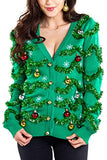 Tipsy Elves Tacky Women's Ugly Christmas Sweater Cardigans Gaudy Garlands and Outrageous Ornaments | Women's Sweaters
