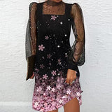 Women's Dress Ladies Sexy High Neck Sparkly Dresses Corset Mini Dress Long Sleeve Mesh Pencil Dress Slim Fit For Party Club Night Maxi Fancy Cocktail Dress Dress | Original Brand | Women's Cocktail Dresses