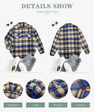 Womens Classic Plaid Color Block Button Down Shirt Jackets Blouses Tops 6020 Blue Small | Women's Casual Dresses