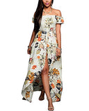 Women's Off Shoulder Floral Rayon Party Split Maxi Romper Dress S-3XL | Original Brand