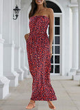 Womens Strapless Floral Print Dress Cosy Bandeau Long Casual Maxi Beach Dresses