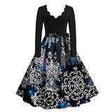 Women Dresses Promotion Sale Ladies Vintage Long Sleeve Christmas 1950s Housewife Evening Party Prom Dress Plus Size Dress Party Dress Vintage Dress UK Size S - XXXXL | Original Brand | Women's Work Dresses