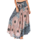 Women Elastic Maxi Skirt, Gypsy Flowers Floral Print Skirts Puffy Hem Long Chiffon Dress | Original Brand