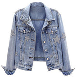 SCOFEEL Women's Star Embroidered Jean Jackets Boyfriend Oversized Denim Jacket Coat