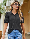 Womens Casual Polo Shirt Button Down V Neck Short Sleeve Loose Blouses | Original Brand | Women's Tops and Blouses