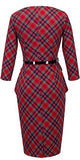 Women's Vintage Tartan Wear to Work Bodycon Dress B267 | Women's Work Dresses