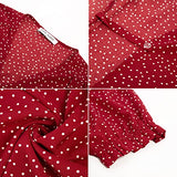 Women Ruffle Puff Sleeve Floral Printed V Neck A-Line Midi Wrap Dress | Original Brand