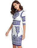 Women's Porcelain Print Work Sheath Business Pencil Dress | Women's Work Dresses