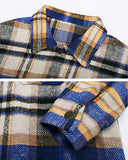 Womens Classic Plaid Color Block Button Down Shirt Jackets Blouses Tops 6020 Blue Small | Women's Casual Dresses