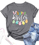 Happy Easter Shirts for Women Easter Bunny T-Shirt Rabbit Graphic Tees Easter Egg Holiday Shirt Tops | Original Brand | Women's Tops and Blouses