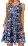 Amoeba Summer Dresses for Women Beach Floral Tshirt Sundress Sleeveless Pockets Casual Loose Tank Dress - elescat | Women's Casual Dresses