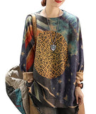 Black Women Long Sleeve Jumpers Overd Graphic Knitted Sweater Crew Neck Loose Pullover Sweater Tops - Yesno | Women's Jumpers