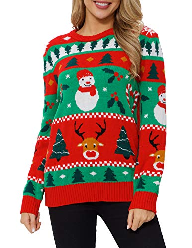 VENTELAN Women's Christmas Sweater Funny Christmas Tree Ugly Pullover Snowflake Long Sleeve Sweater Shirt