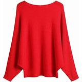 Women Dolman Batwing Sleeves Knitted Sweaters Winter Boat Neck Pullovers Tops | Women's Sweaters